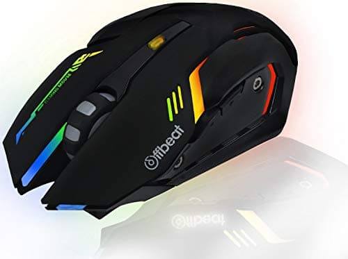 Offbeat RIPJAW 2.4Ghz Rechargeable Wireless Gaming Mouse, Silent Click Buttons Mouse - 7D Buttons, DPI : 1600,2400,3200, Mice for PC/Laptop/Smart TV/Mac(Light Weight) 2