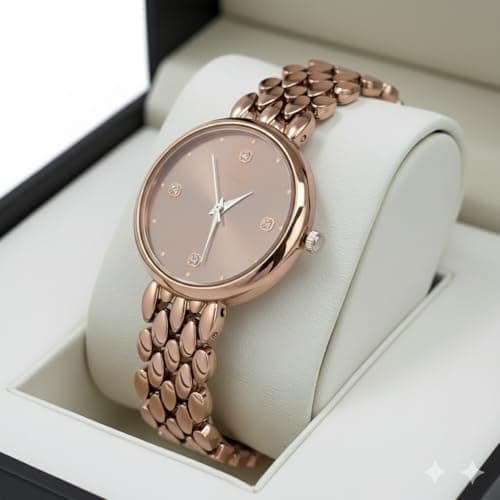 styledose Women’s Diamond Studded Watch | Premium Metal Bracelet Strap | Analog Quartz Movemnet Ladies Wrist Watch | Watch for Women & Girls | Wrist Watches for Women's & Girls&Ladies (Brown) 3