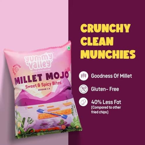 Yummy Valley Millet Snacks Sweet & Spicy Bites - (Pack of 8) Not Fried, No Added Preservatives | Healthy Ready to Eat | No Maida, No Palm Oil | Gluten Free, Guilt Free 5