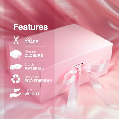 RBS® - Foldable Gift Box with Ribbon 23 x 16 x 10cm Gift Box for Packing (1 Pack) Multi-Purpose Gift Boxes for Presents Decorative Hamper Box Return Gift Boxes for Packaging (Pink - S) 6