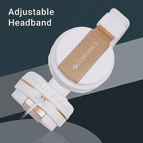 Zebronics Storm Wired On Ear Headphone with 3.5mm Jack, Built-in Microphone for Calling,1.5 Meter Cable, Soft Ear Cushion, Adjustable Headband,Foldable Ear Cups(White) 4
