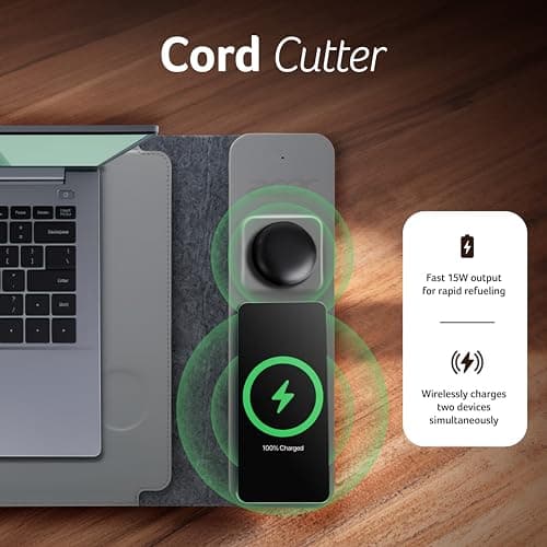 Acer ChargeMate 4-in-1 Wireless Charging Laptop Sleeve for 13" - 16" Laptops | Qi Fast Charging Pad for Phone & Earbuds | Mousepad | Height Adjustable Flap | Magnetic Closure | Waterproof (Grey) 2