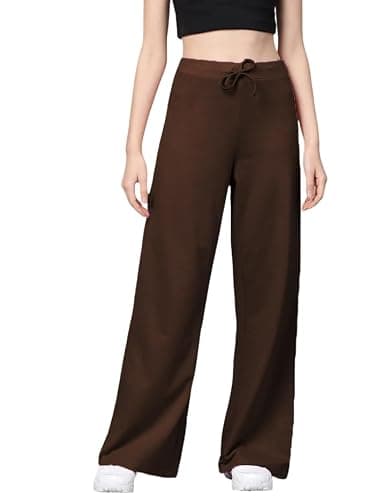 SAKHWALA Woman's & Girl's Regular Loose Fit High Rise Track Pants Casual Wear/Pyjama (In, Alpha, 2Xl, Regular, Dark Brown)