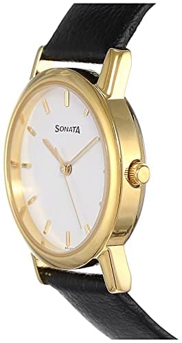 Sonata Quartz Analog White Dial Leather Strap Watch for Men-NS7987YL02W/NT7987YL02W 2