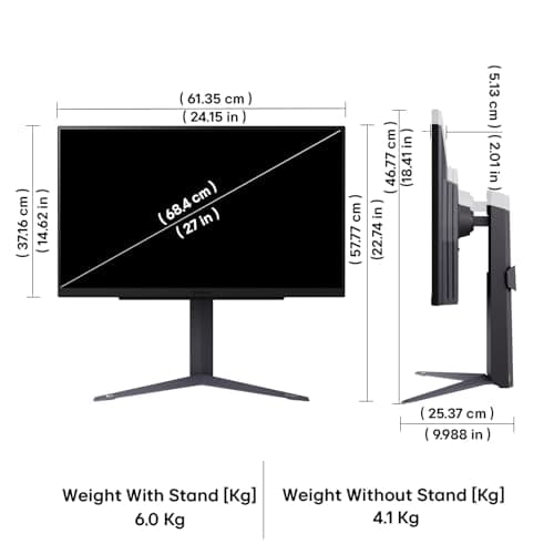 LG 27GS75Q 68.47 cm (27 Inch) Ultragear QHD (2560x1440) IPS Gaming Monitor w/ 180Hz (O/C 200Hz), 1ms (GtG), HDR10, NVIDIA G-SYNC Compatible, AMD FreeSync, 2xHDMI, Tilt/Height/Pivot Adjustable (Black) 4