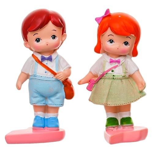 eCraftIndia Little Boy and Girl Walking to School Lovely Miniature Statue Valentine Gift for Girlfriend Boyfriend Husband Wife Her Him | Valentine Decoration Items | Happy Birthday Cake Topper 3