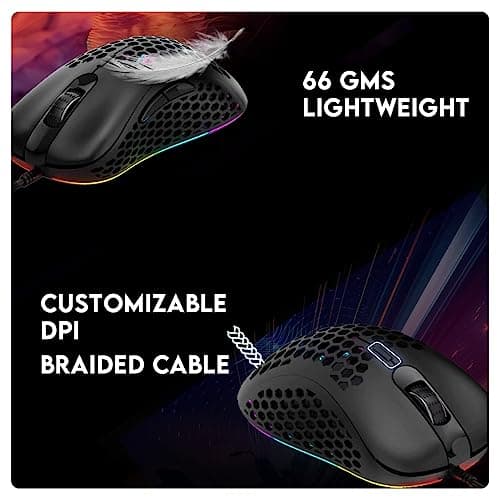 Cosmic Byte Spectrum RGB Wired Gaming Mouse, 66grams, 12800DPI, 1000Hz Polling, 10M Switches, Software Support (Black) 5