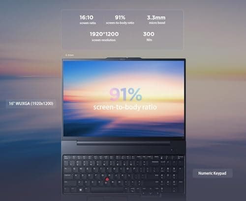 Lenovo ThinkPad E16 Business Laptop (16" FHD+, AMD Ryzen 5 7530U (> i7-1165G7), 16GB RAM, 512GB SSD) Fingerprint, Backlit, 1080p Webcam, IST Hub, Wi-Fi 6, Ethernet, Win 11 Pro w/AI Copilot, Black 5