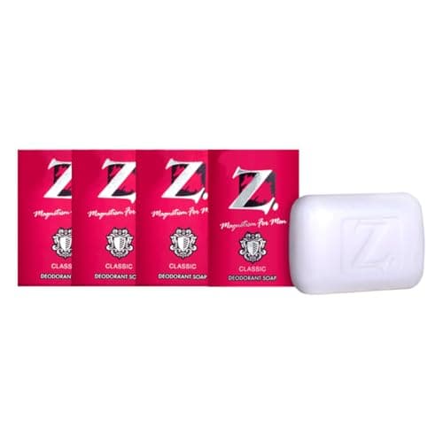 Z men's Classic Soap, 125g X 4, Woody & Musky Fragrance lasting Freshness, Nourishment & Ideal for All Skin Types, Protects from Germ Refreshing & Removes Excess Oil by Deep Cleansing (Pack of 4)