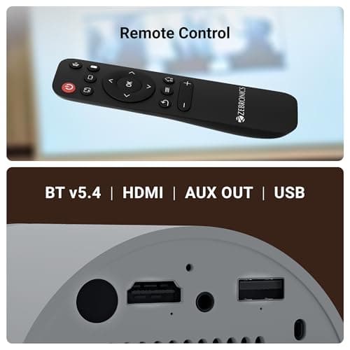 Zebronics PixaPlay® 73 Android Smart Projector, 720p Native, Support 4K, OTT Apps (Netflix, PrimeVideo, Hotstar), 200° Rotatable, 3700 Lumens, Auto Keystone, Miracast, 3W Speaker, 130" Screen, WiFi|BT 6