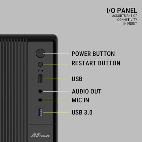 Ant Value VM3P Mid-Tower Computer Case/Office Cabinet - Black | Support Micro ATX, ITX | Built-in 2X USB Ports and Pre-Installed Power Supply 4