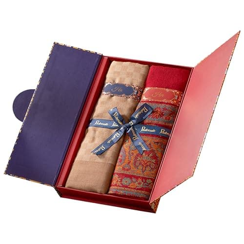 Pashtush His and Her set of Fine Wool Stoles, With Premium Gift Box, Beige and Maroon