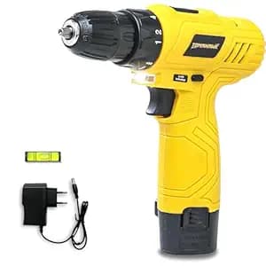 Tomahawk DMS-3001 12V Cordless Drill/Screwdriver 10mm Keyless Chuck, 600 RPM, 24Nm Torque, 18+1 Settings | LED Light, Spirit Level, 1×1.5Ah Battery DIY & Home Use