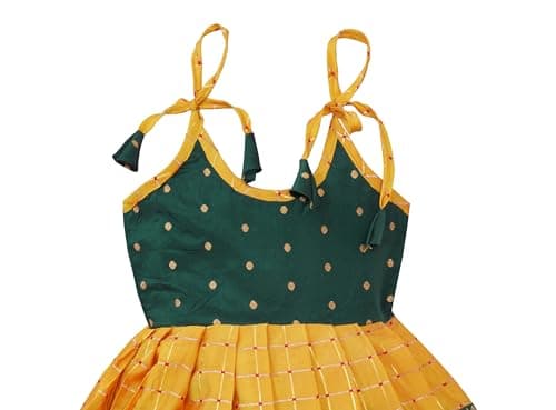 PW PLATYPUS WORLD New South Indian Traditional Pattu Pavadai Tapeta Silk Frock for Baby Girls Frock (3-6 Months) 2