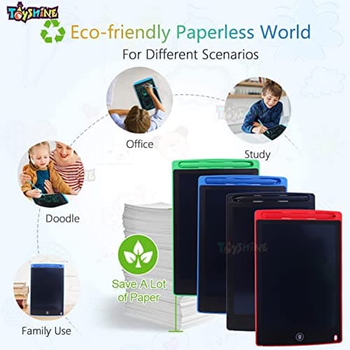 Toyshine 4 Pieces LCD Writing Tablet Doodle Board for Kids Electronic Toys 8.5 Inch Colorful LCD Writing Board Electronic Tablet Writing LCD Erasable Drawing Pad Reusable Writing Pad Learning Toy 4