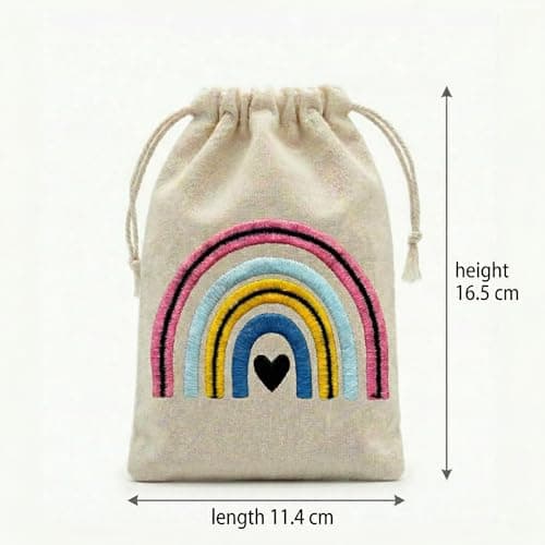 Greenfold 20 Pcs Embroidered Cotton Drawstring Pouches | Reusable Small Gift Bags for Jewelry, Coins & Return Gifts | Eco-friendly Cotton Potli Bag With String Closure | Multipurpose Organizer 4
