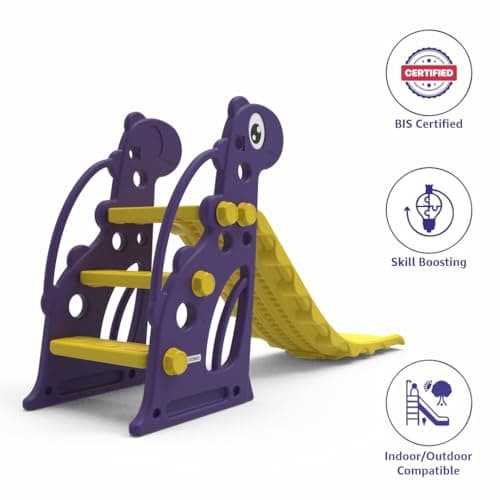 Amazon Brand - Solimo Modern Super Slide for 2-4 Years | Indoor Outdoor Games | Perfect Slide for Home, School & Playground | Easy Assembly | Safe & Fun Activity Toy |131 x 61 x 71cm | Purple &Yellow 2