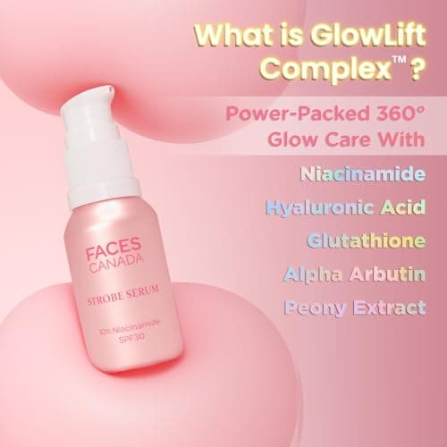 FACES CANADA Glowing Skin Combo - Strobe Cream - Rose Gold, 18ml + Strobe Serum Mini, 15ml with SPF 30 Sunscreen | Removes Dark Spots & Hyperpigmentation | Instant Illumination & Hydration | Glowing M 4