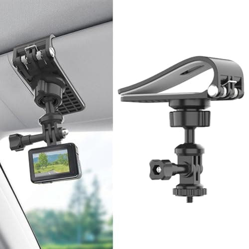 STHIRA® Car Sun Visor Mount, Vlog Video Holder, Quick Clip Mount Compatible with Go Pro Hero 13 12 11 10 9 8 7 6 5 4, for DJI Osmo Action 5 Pro/4/3 for Insta 360 X5 X4 X3 Ace Pro2 Camera Accessories