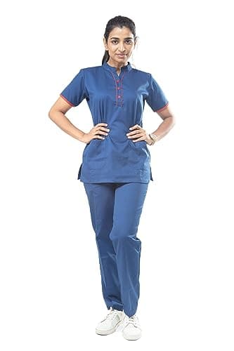 UNIFORM CRAFT Women's Polyester-Cotton Nurse Uniforms - Ideal for Nurses Uniform | Clinic Uniforms | Hospital Uniform for Nurses | Hospital Uniform | NT07 Royal Blue (M)