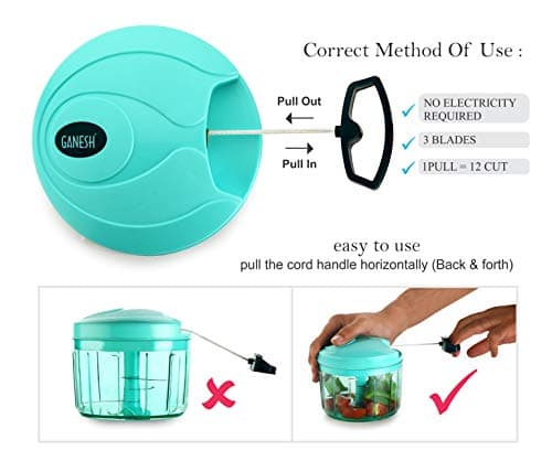 Ganesh Plastic Vegetable Chopper Cutter, Pool Green (725 ml) 4