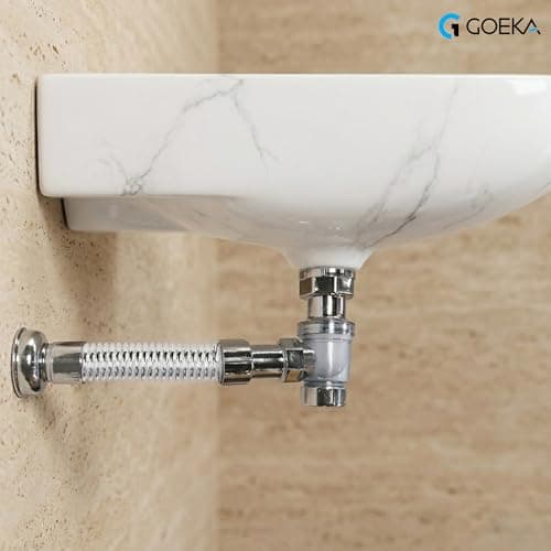 GOEKA® 2-in-1 ABS Bottle Trap with Convertible Waste Pipe | Expandable & Flexible Chrome Drain | Rust-Resistant Bathroom & Kitchen Basin Trap | Easy Installation 2