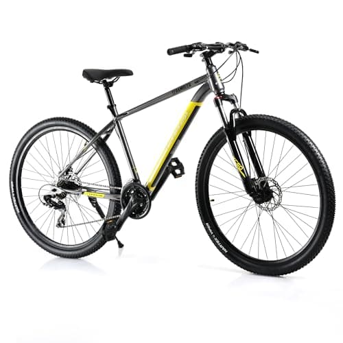 FitTrip Scrambler 27.5T MTB Cycle for Men with Gear & Disc Brake | Gear Cycle for Adults with 21 Speed Shimano Gearset | QC Tested 1030 Frame | Lockout Suspension | Fully Fitted (LiquidMetal-Yellow)