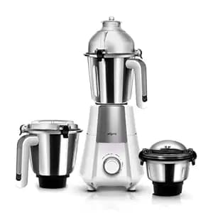 Wipro Elato Divine FMG 212 800 Watt Mixer Grinder with 3 Jars, Heavy Duty 100% Copper Ball Bearing Motor with 5 Year Warranty,Superfast Grinding, Clip Lids - Hands Free use,3 Jars Mixer Grinder, White