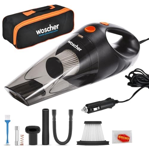 WOSCHER AutoVac Portable Car Vacuum Cleaner |110W | 5000PA Suction Power | Powerful Handheld Vacuums for Deep Cleaning Dirt, Dust, Pet Hair, Multipurpose Vacuum Cleaner with HEPA Filter | 12V | Black