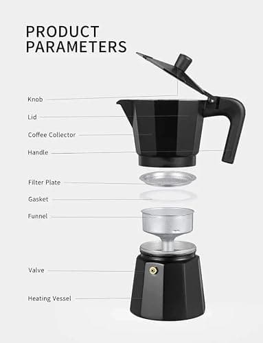 ANKUL 2-in-1 Moka Pot Espresso Maker | Stovetop & Induction Compatible | 150ml Premium Aluminium | Italian Style Percolator Coffee Brewer | Brews 2-3 Cups | Espresso, Americano & More (150ml) 2