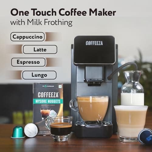COFFEEZA Lattisso Pro One-Touch Coffee Machine | Cappuccino, Latte, Espresso & Lungo | 19-Bar, Milk Frother, Auto Clean, Original Line Compatible 2