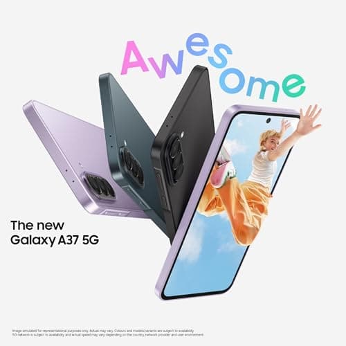 Samsung Galaxy A37 5G (Awesome Charcoal, 8GB RAM, 256GB Storage), Agentic AI, Triple Camera with Nightography Video, 2 Days Battery Life, 6 Gen OS Upgrades, IP68, 7.4mm Sleek, with No Cost EMI 2