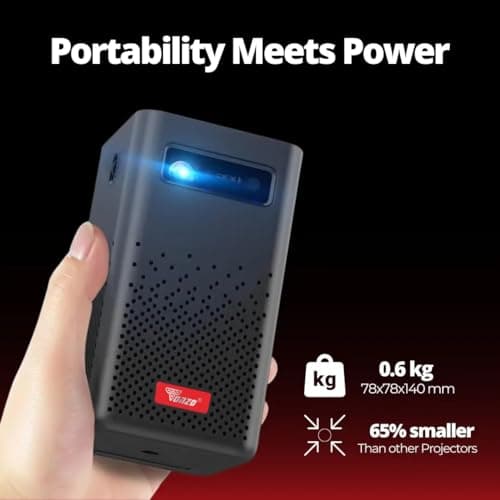 TONZO P70 Smart Projector | 6000 Lumens | Wi-Fi & Bluetooth | Native 720p, 1080p Supported | 2GB+32GB | Auto Keystone | HDMI ARC | USB | Type-C | Red-Blue 3D 4