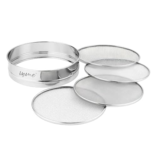 Inme 4 in 1 Interchangeable Sieve Stainless Steel Food Strainers Channi Chalni Jali Mesh Multipurpose Sieves for Atta, Maida, Flour, Spices in Kitchen with Glossy Finish, Light-Weight & Rust-Proof