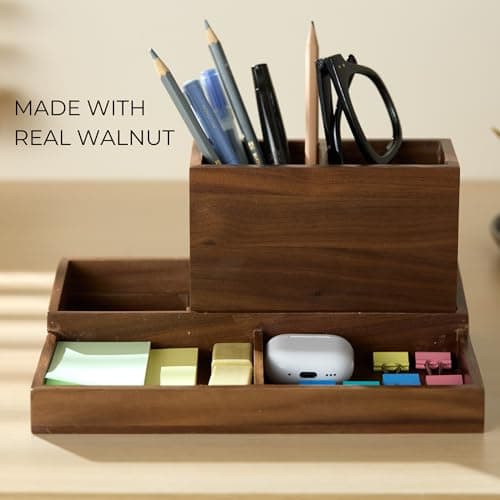 KORUA Walnut Desk Organizer for Office Wood Desk Organizer 3