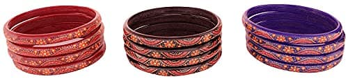 NMII Glass with Flower Pattern Glossy Finished Kada Set For Women and Girls, (Multi-Colour_2.8 Inches), Pack Of 24 Kada Set 5