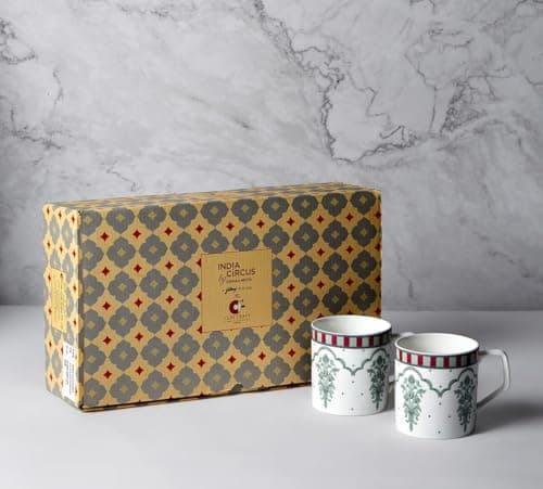 India Circus by Krsnaa Mehta Sage Luxe Coffee Mug | Tea Cup with Handles | Microwave and Dishwasher Safe | Designer Multicolor, Set of 6, 220 mL Each 5