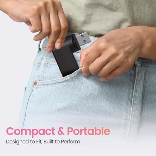 Portronics MPort Spin 4-in-1 USB Hub Dock with Type-C, USB 3.0 SuperSpeed, Rotating USB Plug, 2-Port USB 2.0 High-Speed, for Laptop, PC (Black) 6