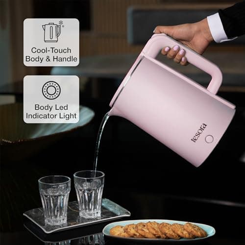 Tesora Premium Electric Kettle | Auto Power Cut | Boil-Dry Protection | Cool Touch Double Wall | 1500 Watts |1-Year Warranty by Tesora (Pink-01) 4