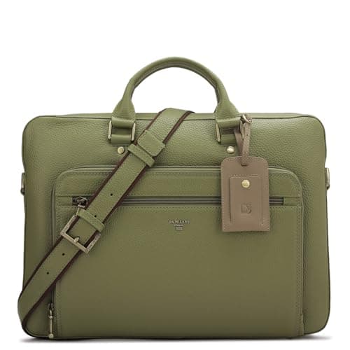 Da Milano Leather Laptop Bag for Men & for Women - Fits Upto 16" Laptop - Green