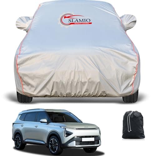 Slamio Car Cover for Kia Carens Clavis 2025-2026 Model | Waterproof, Dustproof, UV Resistant | All-Weather Protection with Mirror Pockets | Custom Fit, Triple Stitch | Grey