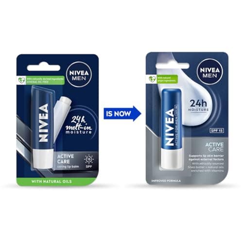 NIVEA MEN Active Care 4.8g Lip Balm|24 H Melt in Moisture Formula|Natural Oils|Nourished Lips,4.8 g (Pack of 1) 2