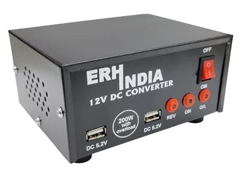 ERH India Mini DC to AC Converter 12V to 220V Inverter with USB Ports for Car, Bus, Truck, E-Rickshaw, and Solar Panels (200 W - 2 USB)