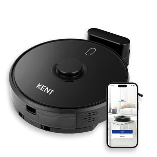 KENT RoboKlean R1 Black 2-in-1 AI Robotic Vacuum Cleaner & Mop, 8500Pa Suction, 5200mAh Battery, 3D Mapping, Laser Navigation, Wet & Dry Cleaning, 260 Minutes Run-Time, Floor & Carpet, Anti Fall