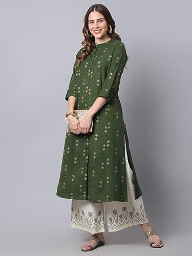Pistaa's Women's Cotton Salwar Suit (KUPZO_CHESSRT_MG_3XL48_Mehendi Green_XXX-Large) 3