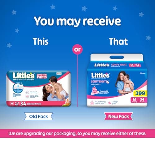 Little's Baby Diapers M Size (Medium) Pants Style | 7-12 kg |102 Count | Comfy Nights Baby Diaper Pants with Leakage Guard & Upto 12 Hours Absorption (34 Count, Pack of 3) 5