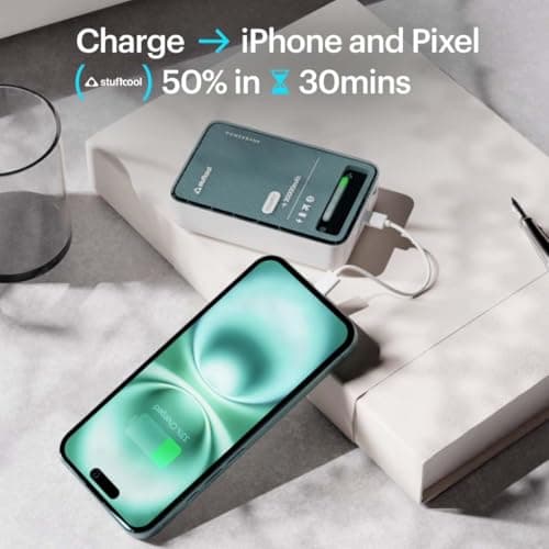 Stuffcool Roam+ 20000mAh Compact Powerbank with 20W Type C Output Charges iPhone 50% in 30 mins and 22.5 Fast Charging, Type A Port - Cool Transparent with Glossy Finish 2
