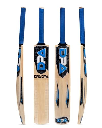 Poplar Willow Cricket Bat for Men & Boys | Wooden Cricket Bat for Tennis Ball & Leather Ball | Lightweight Durable Strong Bat | Comfortable Grip Long Handle Bat for Practice & Matches (Blue)