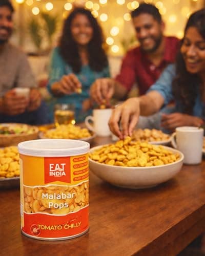 Eat India Company Malabar Pops Tomato Chilly Flavour320g(Pack of 2x160g) No Maida| Zero Added Sugar|Exclusive|Premium 5
