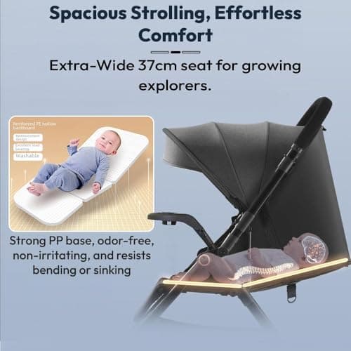 StarAndDaisy Stroller for Baby Boy Girl 0 to 5 Years/Foldable Baby Stroller Light Weight with Multi-Level Seat Recline, 5 Point Safety Belt, & Canopy Pram for Kid (Black) 3